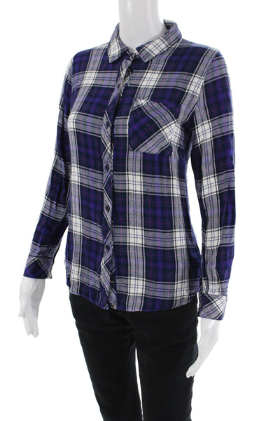 Rails Womens Plaid Button Down Shirt Blue Pink Size Extra Small