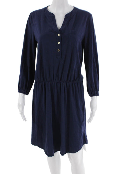 Lilly Pulitzer Womens Half Button Down A Line Dress Navy Blue Size Medium