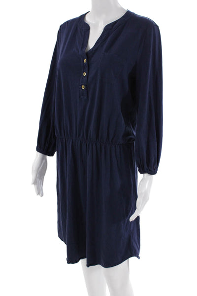 Lilly Pulitzer Womens Half Button Down A Line Dress Navy Blue Size Medium