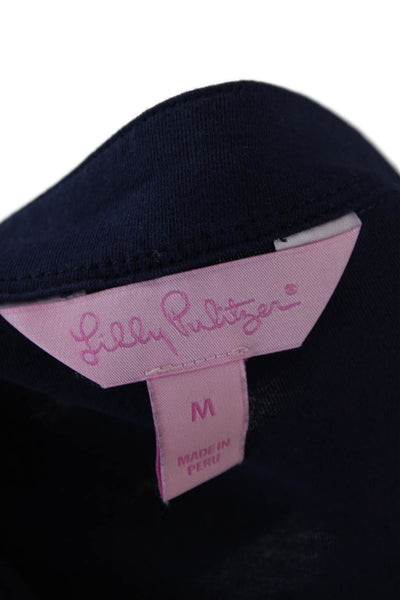 Lilly Pulitzer Womens Half Button Down A Line Dress Navy Blue Size Medium