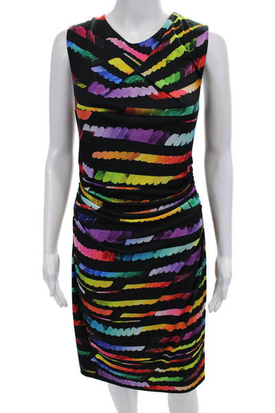 Tahari Levine Womens Abstract Print Sleeveless Cinched Dress Multicolor Size 10