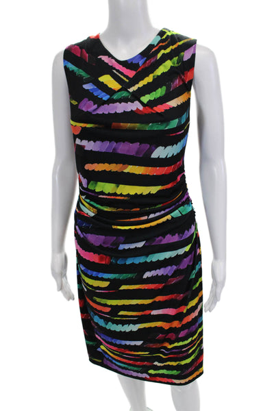 Tahari Levine Womens Abstract Print Sleeveless Cinched Dress Multicolor Size 10