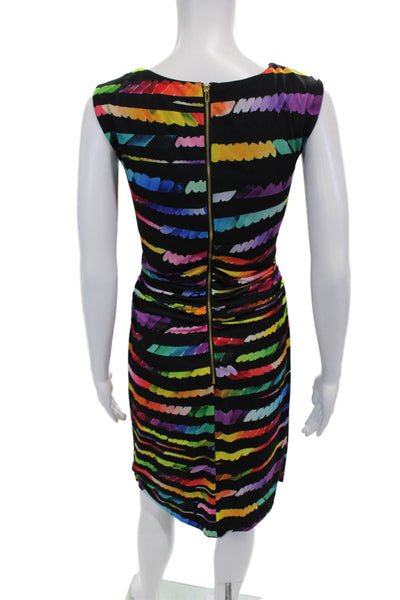 Tahari Levine Womens Abstract Print Sleeveless Cinched Dress Multicolor Size 10