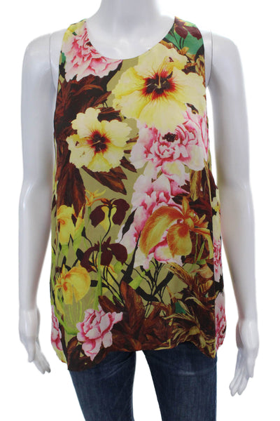 J Crew Silk Floral Print Round Neck Sleeveless Blouse Multicolor Size 12