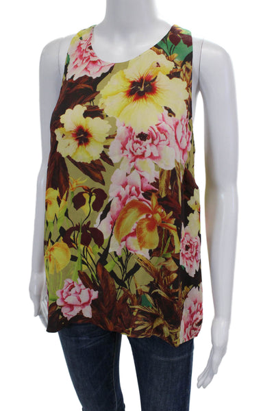 J Crew Silk Floral Print Round Neck Sleeveless Blouse Multicolor Size 12