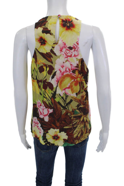 J Crew Silk Floral Print Round Neck Sleeveless Blouse Multicolor Size 12