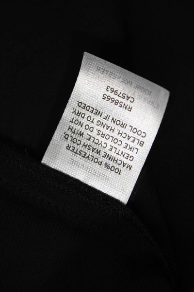 Nordstrom Womens Shiny V-Neck Short Sleeve Pullover Blouse Black Size M