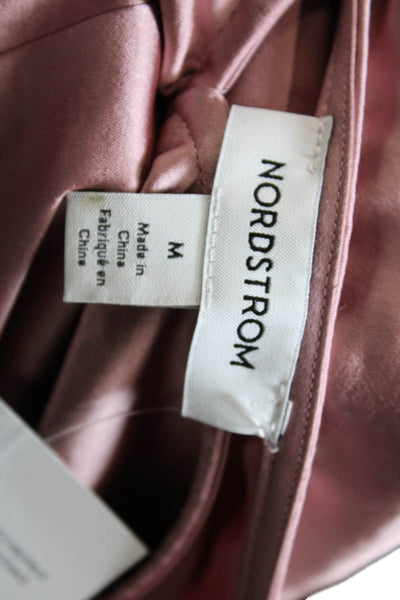 Nordstrom Womens Shiny V-Neck Short Sleeve Blouse Pink Zephyr Size M