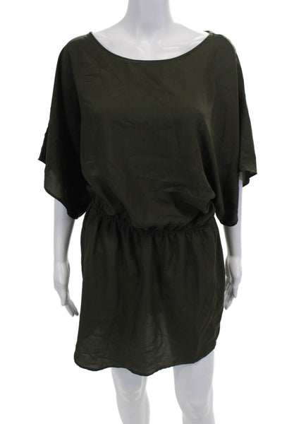 Eight Sixty Womens Short Sleeve Scoop Neck Mini Shift Dress Green Size Large
