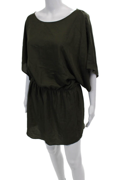 Eight Sixty Womens Short Sleeve Scoop Neck Mini Shift Dress Green Size Large