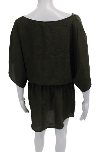 Eight Sixty Womens Short Sleeve Scoop Neck Mini Shift Dress Green Size Large
