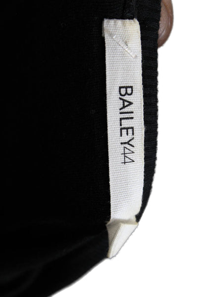 Bailey 44 Womens Long Sleeve Scoop Neck Faux Leather Trim Dress Black Size Large