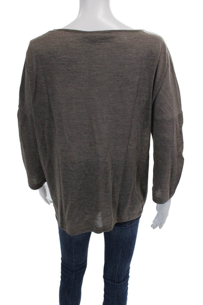 Fabiana Filippi Womens Round Neck Paneled Detail Long Sleeve Blouse Gray Size XL