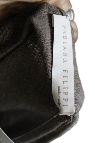 Fabiana Filippi Womens Round Neck Paneled Detail Long Sleeve Blouse Gray Size XL