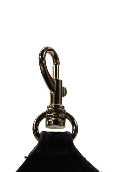 Designer Womens Leather Floral Embroidered Bag Strap Black