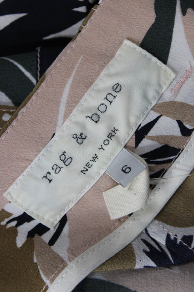 Rag & Bone Womens Textured Zip Button Floral Printed Pants Pink Size 06