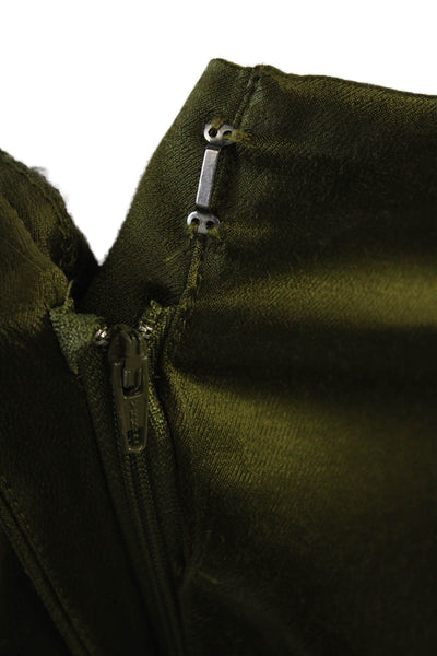Intermix Womens Zip Button Lined Wide Leg Pants Green Size 08