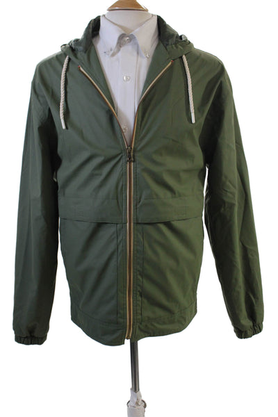 Weatherproof Mens Full Zip Hooded Windbreaker Green Size S
