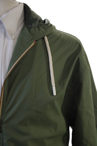 Weatherproof Mens Full Zip Hooded Windbreaker Green Size S