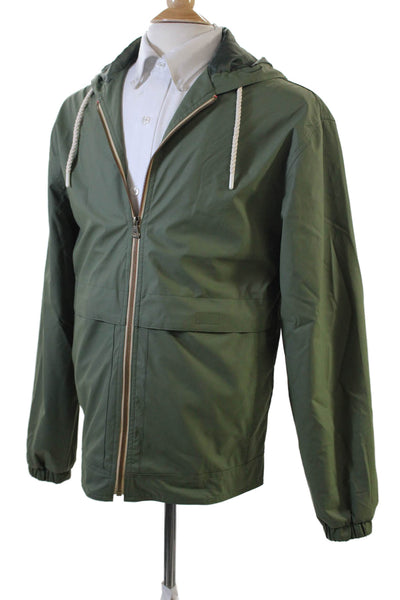 Weatherproof Mens Full Zip Hooded Windbreaker Green Size S