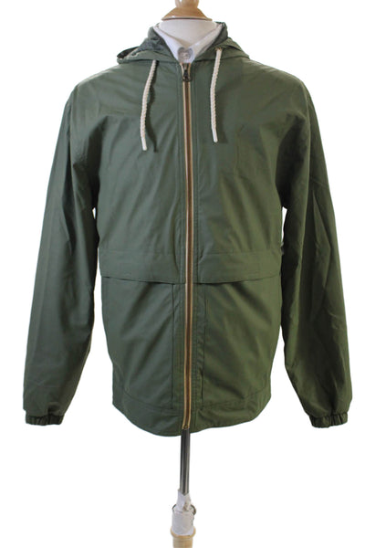 Weatherproof Mens Full Zip Hooded Windbreaker Green Size S