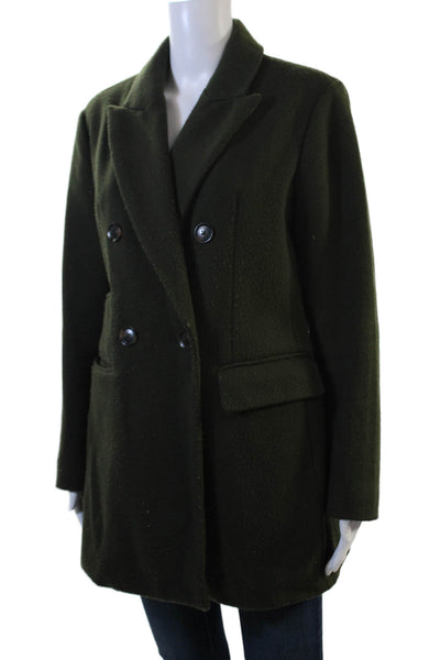 BCBGMAXAZRIA Womens Double Breasted Coat Dark Green Size S