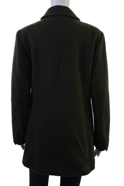 BCBGMAXAZRIA Womens Double Breasted Coat Dark Green Size S