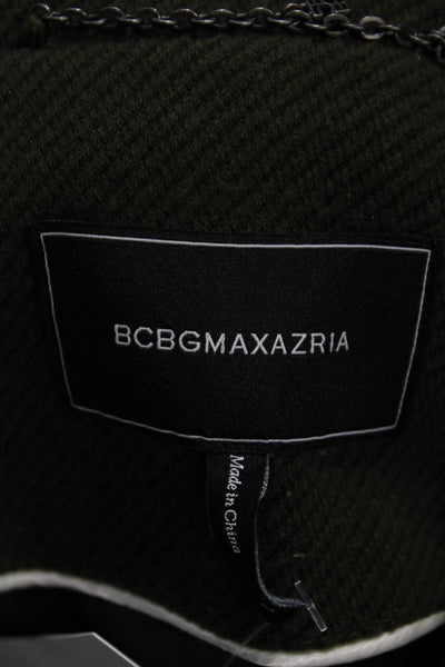 BCBGMAXAZRIA Womens Double Breasted Coat Dark Green Size S