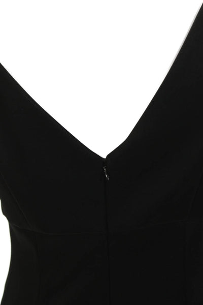 J. Mendel Womens Back Zip Sleeveless V Neck Shift Dress Black White Size 8