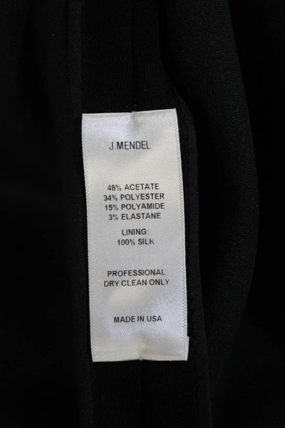J. Mendel Womens Back Zip Sleeveless V Neck Shift Dress Black White Size 8
