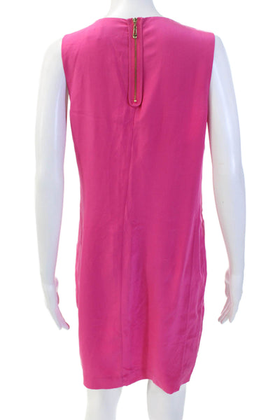 Cynthia Rowley Womens Back Zip Sleeveless Scoop Neck Silk Dress Pink Size 6