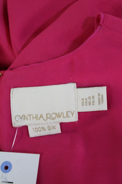 Cynthia Rowley Womens Back Zip Sleeveless Scoop Neck Silk Dress Pink Size 6