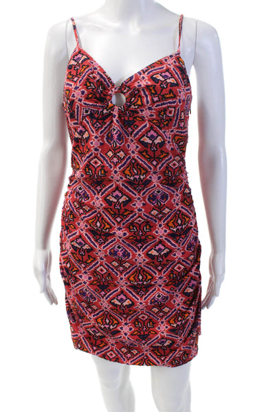 Ba&Sh Womens Spaghetti Strap V Neck Floral Mini Dress Red Multi Size 6
