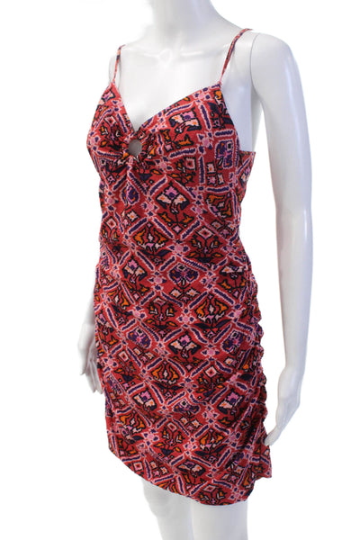 Ba&Sh Womens Spaghetti Strap V Neck Floral Mini Dress Red Multi Size 6