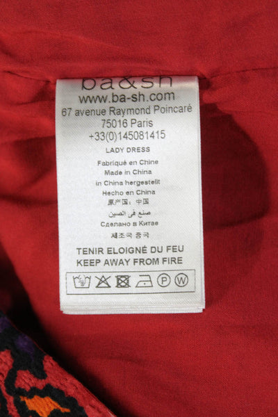 Ba&Sh Womens Spaghetti Strap V Neck Floral Mini Dress Red Multi Size 6