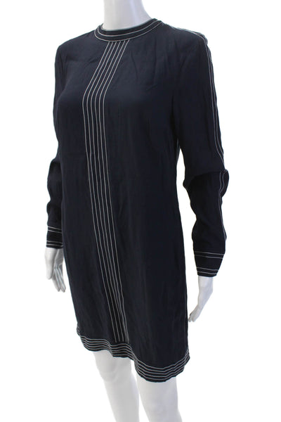 Boden Womens Back Zip Long Sleeve Crew Neck Shift Dress Navy Size 6