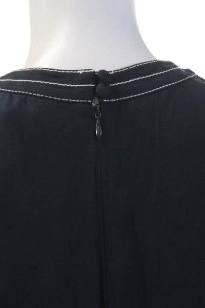 Boden Womens Back Zip Long Sleeve Crew Neck Shift Dress Navy Size 6