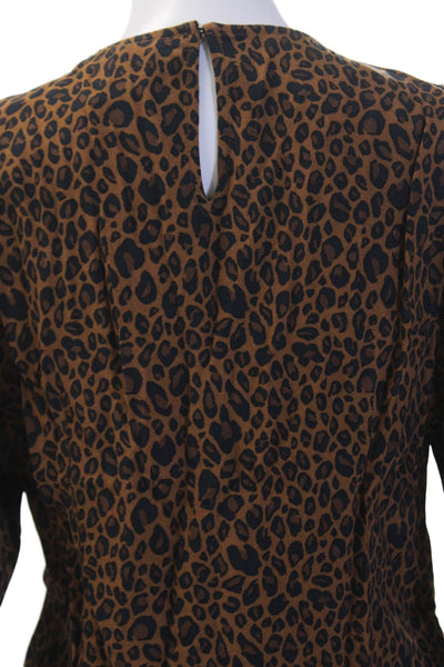 Zara Womens Animal Print Blouse Brown Size S