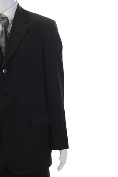 J. Ferrar Mens Three Button Pleated Front Suit Navy Blue Size 44 regular/39