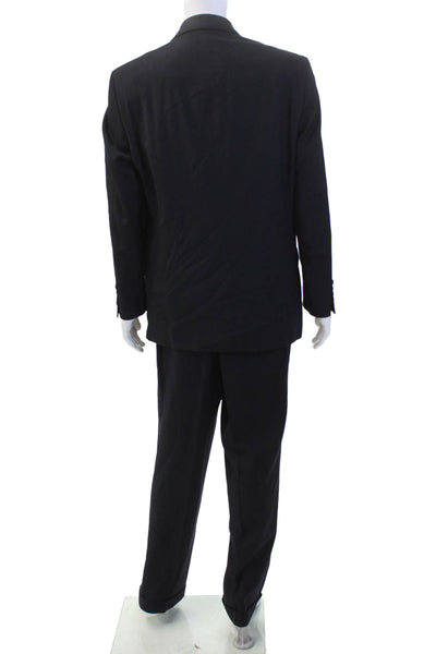 J. Ferrar Mens Three Button Pleated Front Suit Navy Blue Size 44 regular/39