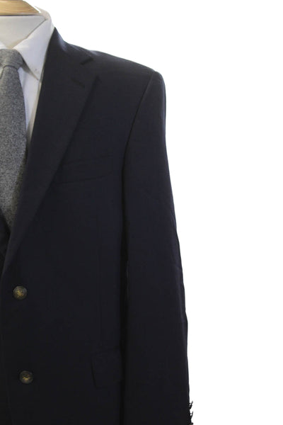 Hart Schaffner Marx Mens Two Button Blazer Navy Blue Wool Size 43 Regular