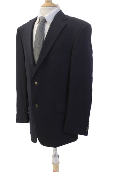Hart Schaffner Marx Mens Two Button Blazer Navy Blue Wool Size 43 Regular