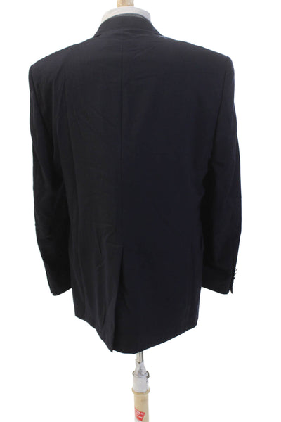 Hart Schaffner Marx Mens Two Button Blazer Navy Blue Wool Size 43 Regular