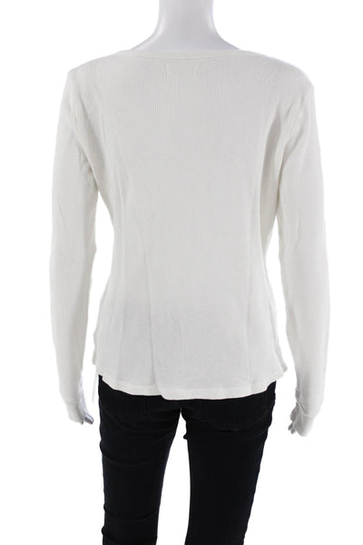 Velvet by Graham & Spencer Womens V Neck Thermal Sweater White Size Large