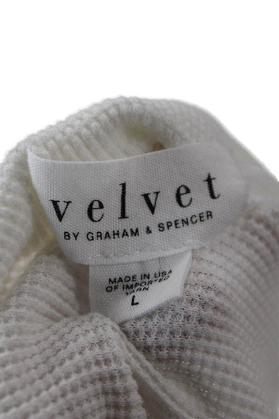 Velvet by Graham & Spencer Womens V Neck Thermal Sweater White Size Large