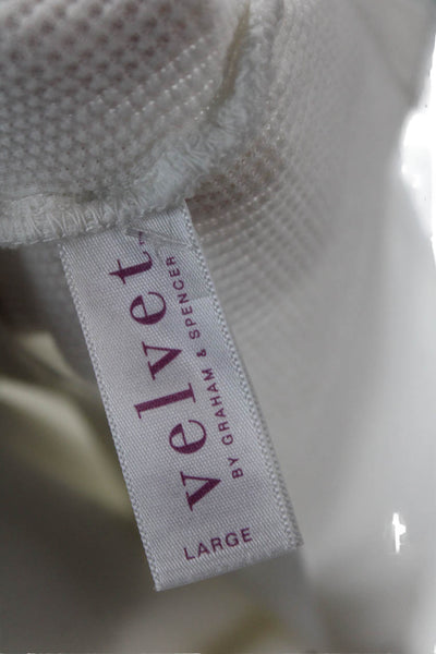 Velvet by Graham & Spencer Womens V Neck Thermal Sweater White Size Large
