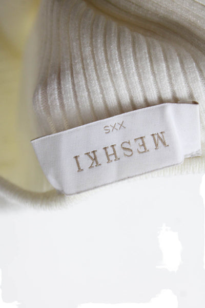 Meshki WOmens Ribbed V-Neck Knit Tank Top Cream Size XXS