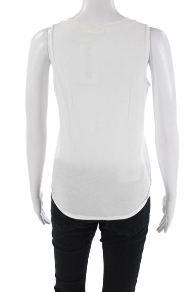 Leallo Womens Cotton Solid Scoop Neck Tank Top White Size S