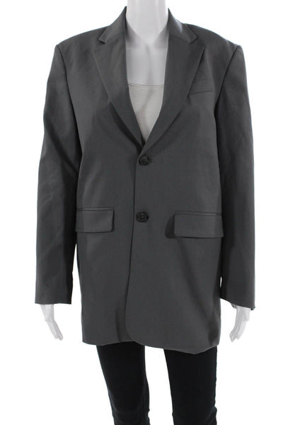 Zara Womens Notch Collar Button Up Blazer Jacket Gray Size XS
