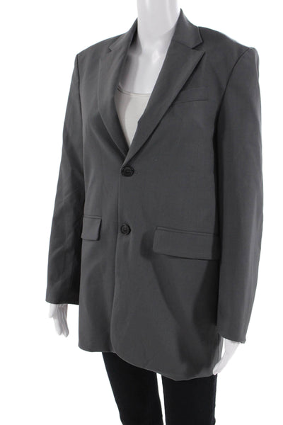 Zara Womens Notch Collar Button Up Blazer Jacket Gray Size XS